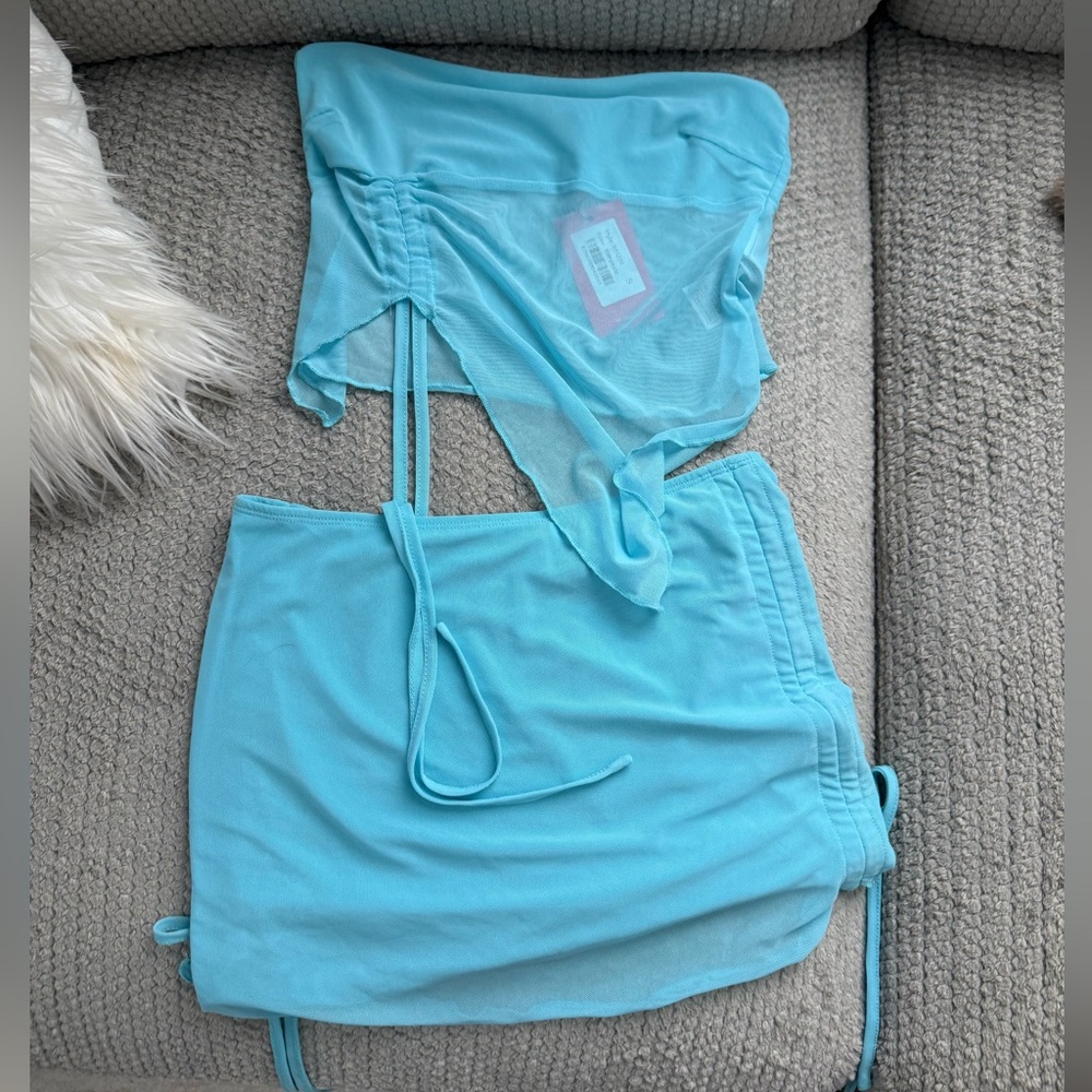 Edikted Turquoise Set, Top and Skirt, S, NEW